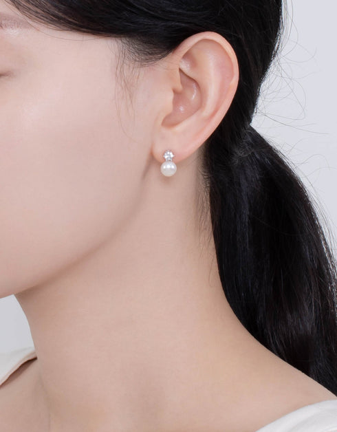 Pearlescent Elegance Studs with Freshwater Pearls & CZ